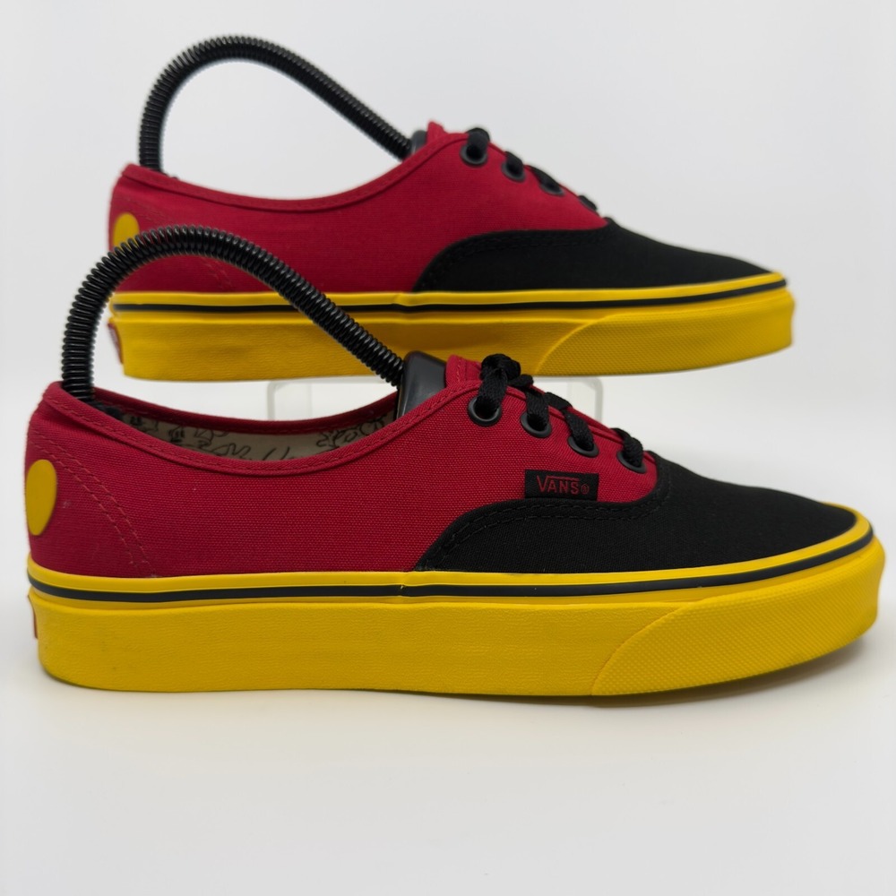 Vans Mickey Mouse Skateboard Sneakers Womens 7.5 7 1/2 Red Yellow Black Shoes‎